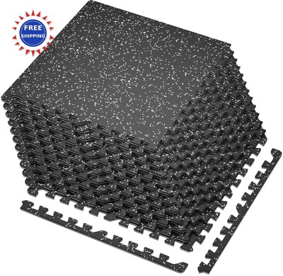 Exercise Mats 12 Pcs 48 Sq Ft Rubber Interlocking Gym Flooring SUPERJARE Thick