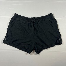Briggs Linen Shorts Womens 2XL Black Flat Front Drawstring Streetwear Casual
