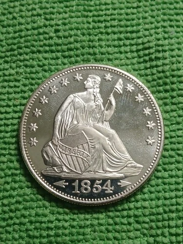 1 oz .999 Fine Silver Round 1854 Seated Liberty Design Cameo Contrast