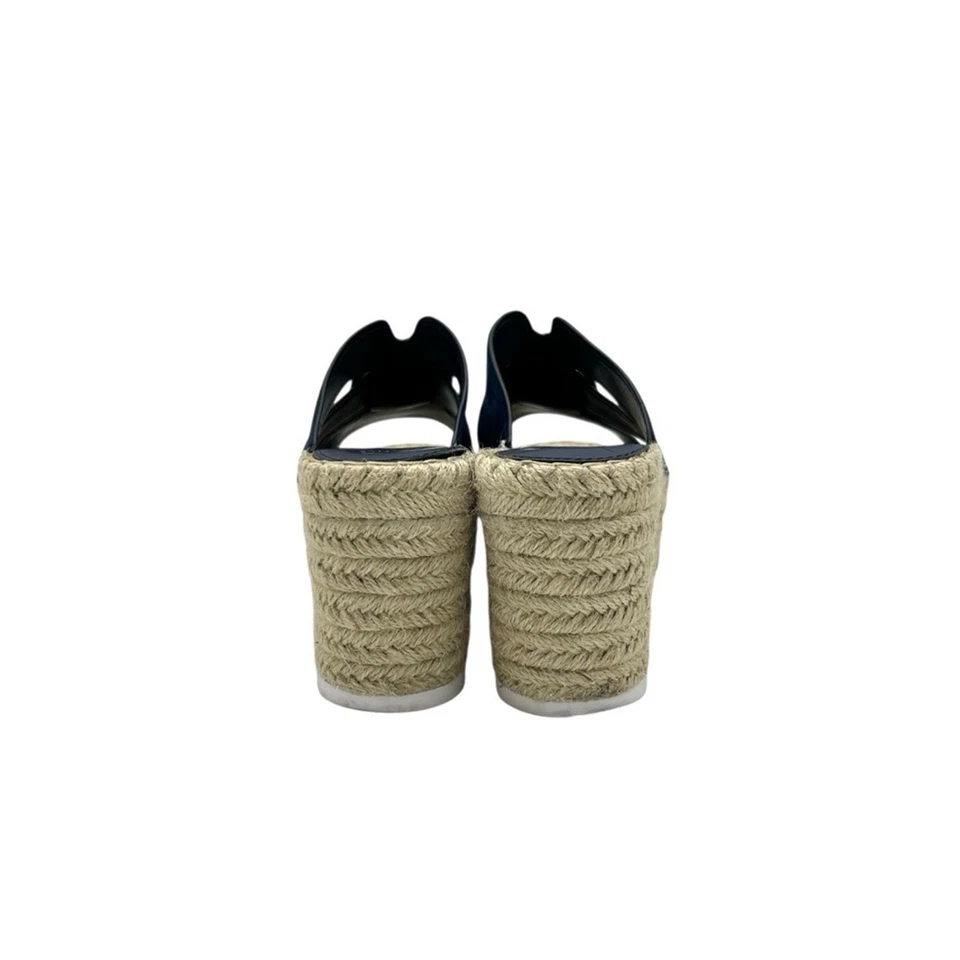Marc Fisher Robbyn Espadrille Wedge Sandals Size 7 Navy Blue Suede Jute Platform - Image 4 of 4