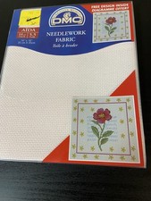 DMC-PINK-14 COUNT-14X18"-COUNTED CROSS STITCH FABRIC-FREE FLORAL DESIGN