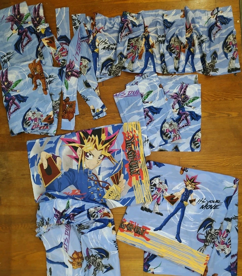 90s Vintage Yu-Gi-Oh 1996 Bed Room Set Sheets Comforter  Valances Curtains Anime - Image 4 of 4