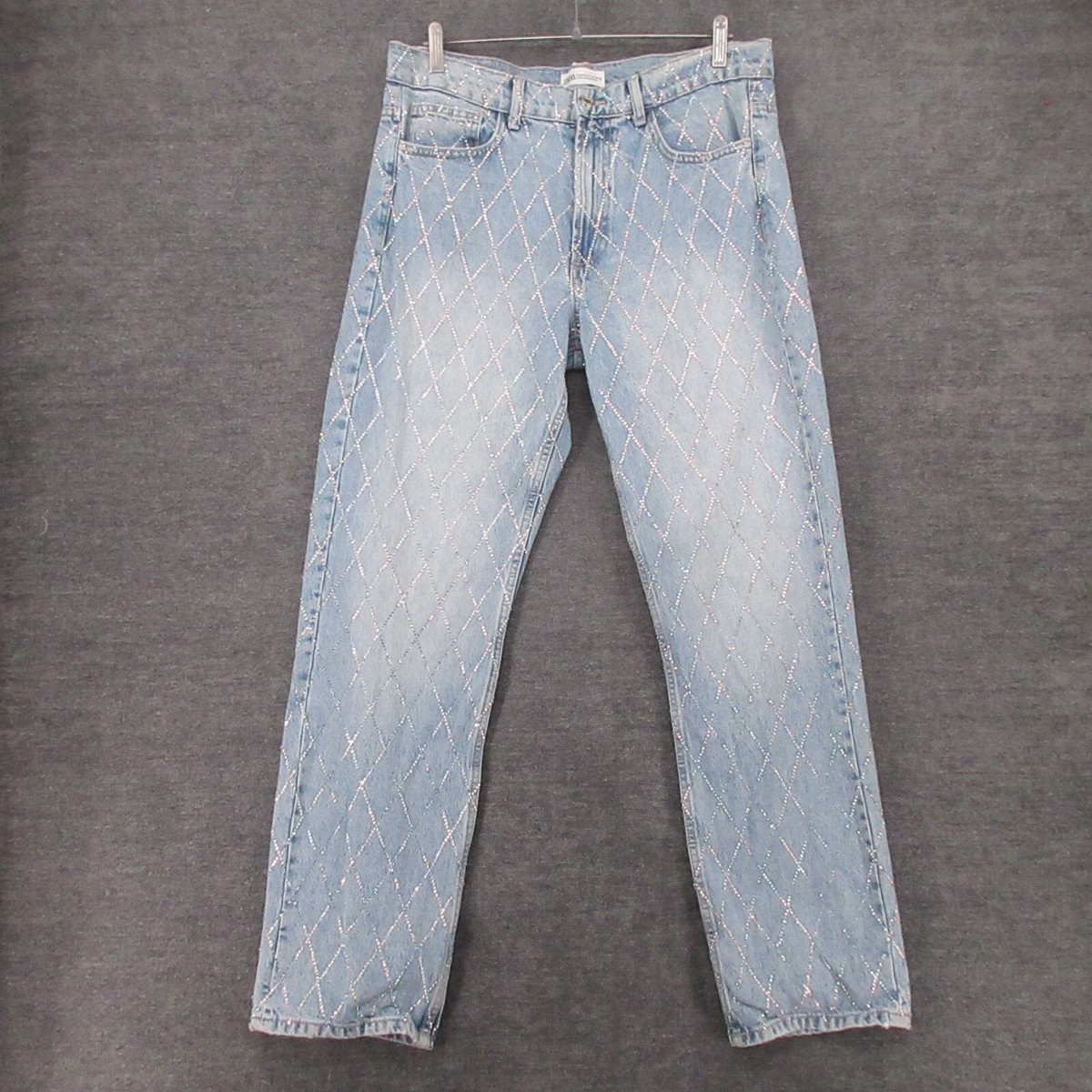 Zara Jeans Womens 10 Rhinestone TRF Straight Leg Light Wash
