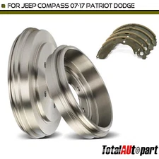 Brake Drums + Ceramic Brake Shoe for Jeep Compass Patriot Dodge Chrysler Rear