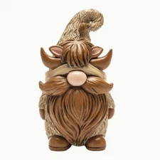 TM Home Decor - Highland Cow Chocolate Gnome Resin Figurine