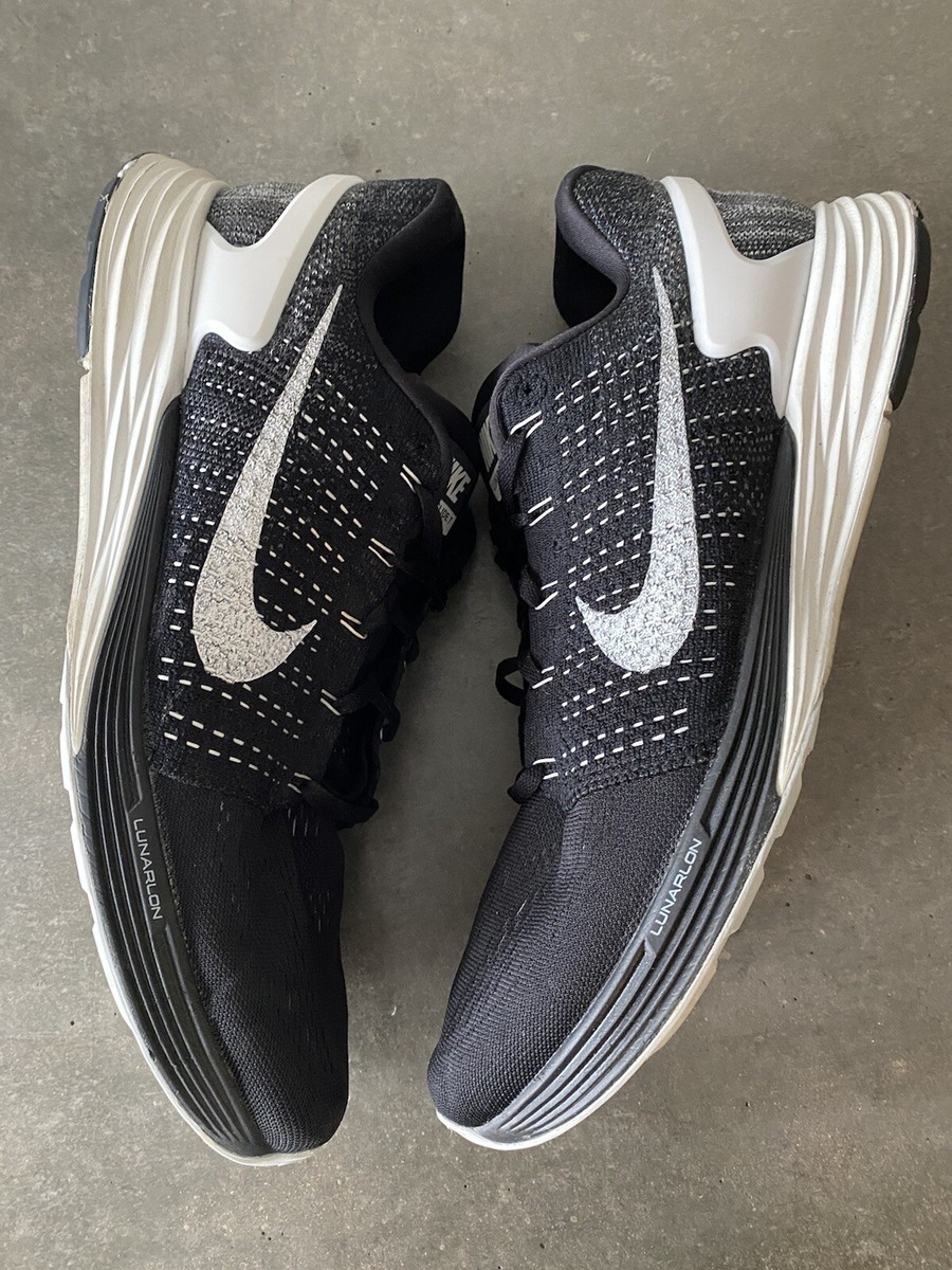 Nike Lunaglide 7 Lunarlon Size 15 Black White Tennis Shoes