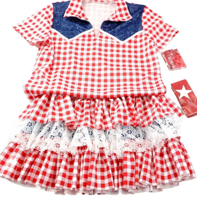 Wolff Fording Western 4PC Outfit Girl's Large Dance Costume Sequin & Ruffles NEW