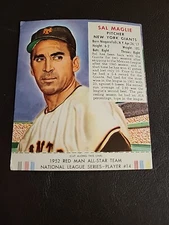 1952 Red Man All Stars # 14 Sal Maglie w/Tab  New York Giants EX