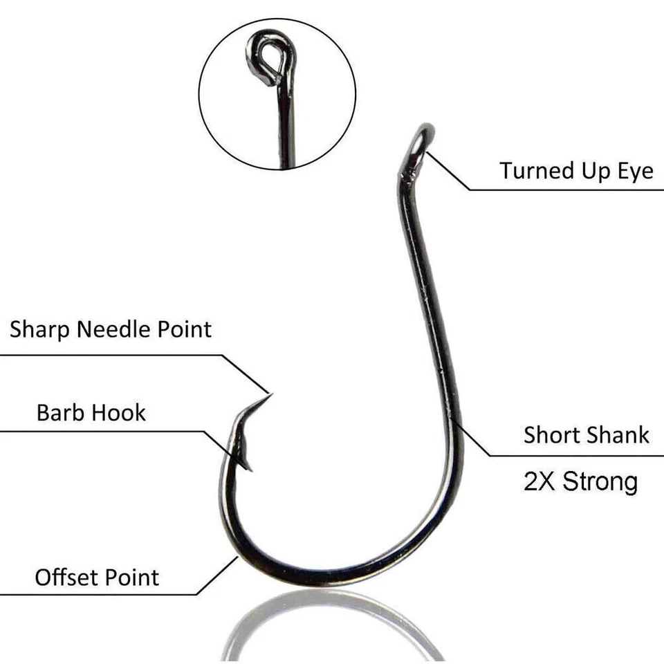 100pcs Circle Fishing Hooks 1# 1/0 5/0 Ultra Sharp Carbon Steel Octopus Offset - Image 3 of 4
