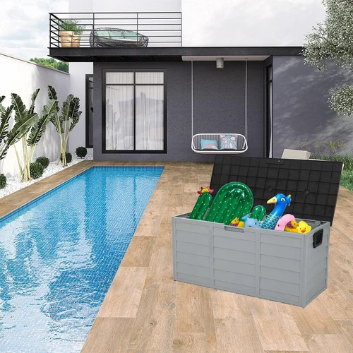 Gray Outdoor Storage Deck Box Large Chest Bin Patio Garden 75-Gal Container - Picture 6 of 7