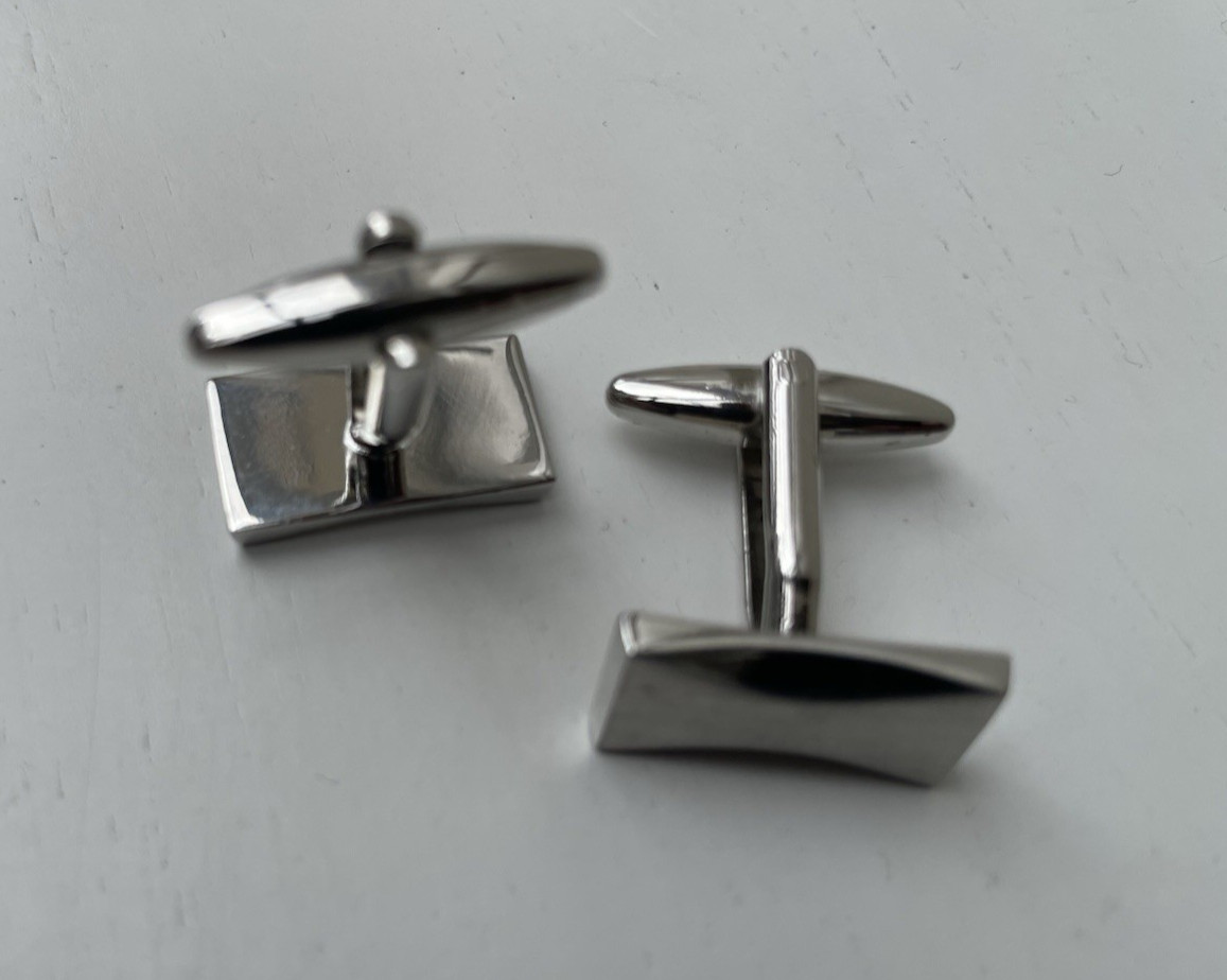 Silver Rectangular Bar Matt & Polished Effect Cuf… - image 12