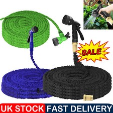 50-200FT Garden Hose Pipe With 7in1 Spray Nozzle Gun Flexible Outdoor Water Pipe