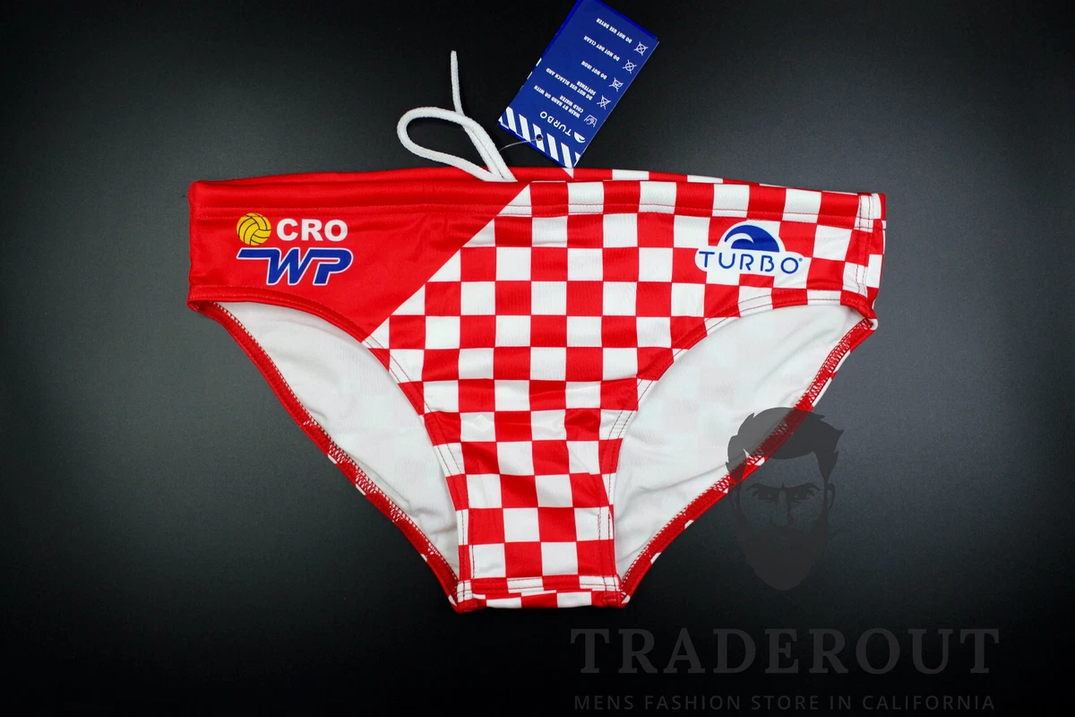 Turbo mens red Crotia Water Polo Swim Brief swimwear swimsuit size 34 36
