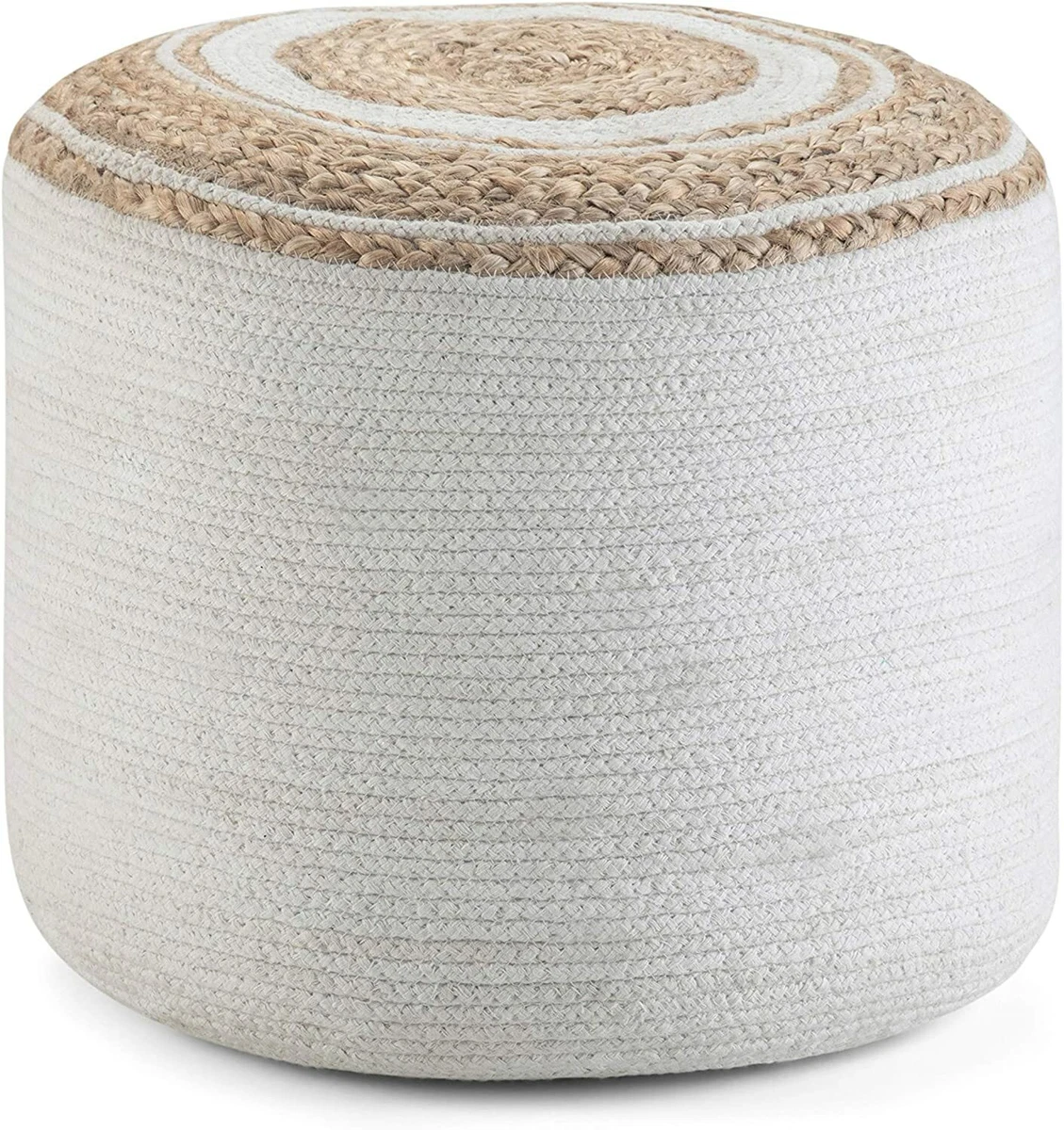 Jute and on sale white pouf