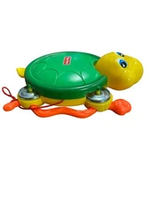 Fisher Price Turtle Drum / Tambourine W/ Snake Drumstick Kids Toy