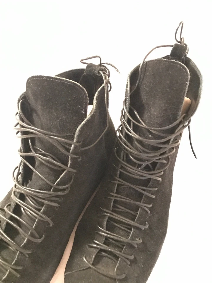 Comme Des Garcons Botines Negros Gamuza Multi-encaje Gótico Neo-Punk **RARO Foto 4 de 4