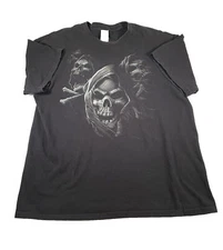 Y2K ODM Skulls Graphic Shirt XL 2007 San Diego California Tennessee River Black