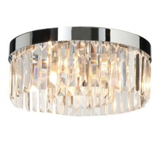 SAXBY Crystal Bathroom Decorative Flush Ceiling Light Glass Droplets IP44 35612