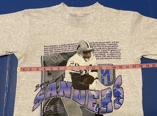 Vintage 1990 DETROIT LIONS #20 BARRY SANDERS SALEM T-Shirt NWOT NEW Old Stock SM - Picture 5 of 6