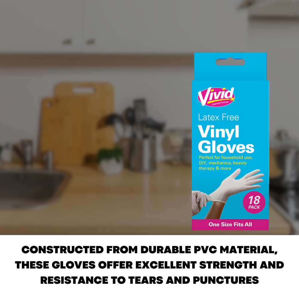 18 Pk Multi Purpose Disposable Vinyl Gloves Hygiene Safe Hairdressing