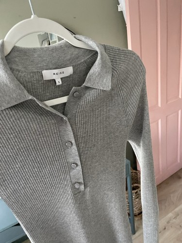 Reiss Grey Louise Button Collar Knitted Dress Size UK S SMALL 8 10 £185.00 💫✨ - Picture 12 of 15