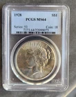 1928 p silver peace dollar PCGS MS 64