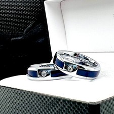 Blue Agate Tungsten Carbide Wedding Band, Engagement Ring, Mens ring, Women Ring