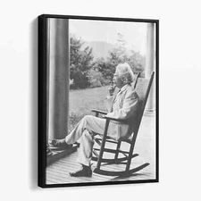 Mark Twain Smoking Cigar in New Hampshire America 1800s Canvas Wall Art Print