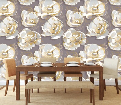 3D White Flower G1641 Wallpaper Wall Murals Removable Self-adhesive Honey