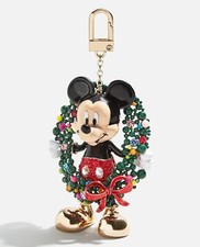 BaubleBar Disney X MICKEY MOUSE DISNEY BAG CHARM - Holiday Wreath, NEW In Box