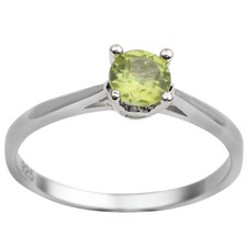 Women 925 Silver Natural Green Peridot Ring 5mm Stone August Birthstone Jewelry