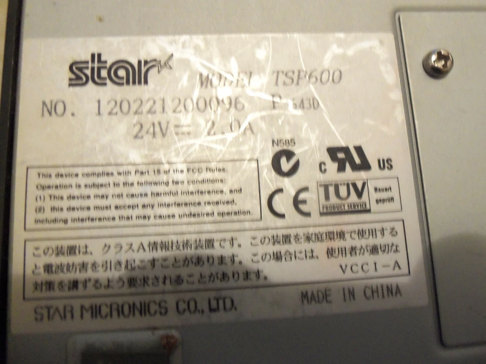 Star Micronics TSP600 Point of Sale Thermal Printer Autocut POS Parallel - Image 4 of 4