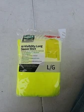 Safety Works Professional Hi-Vis Green Long Sleeve Safety Shirt, Large SW46406-L