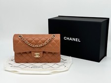 Chanel Small Classic Flap Handbag 11.12 22s Caramel Lambskin Quilted Light Gold