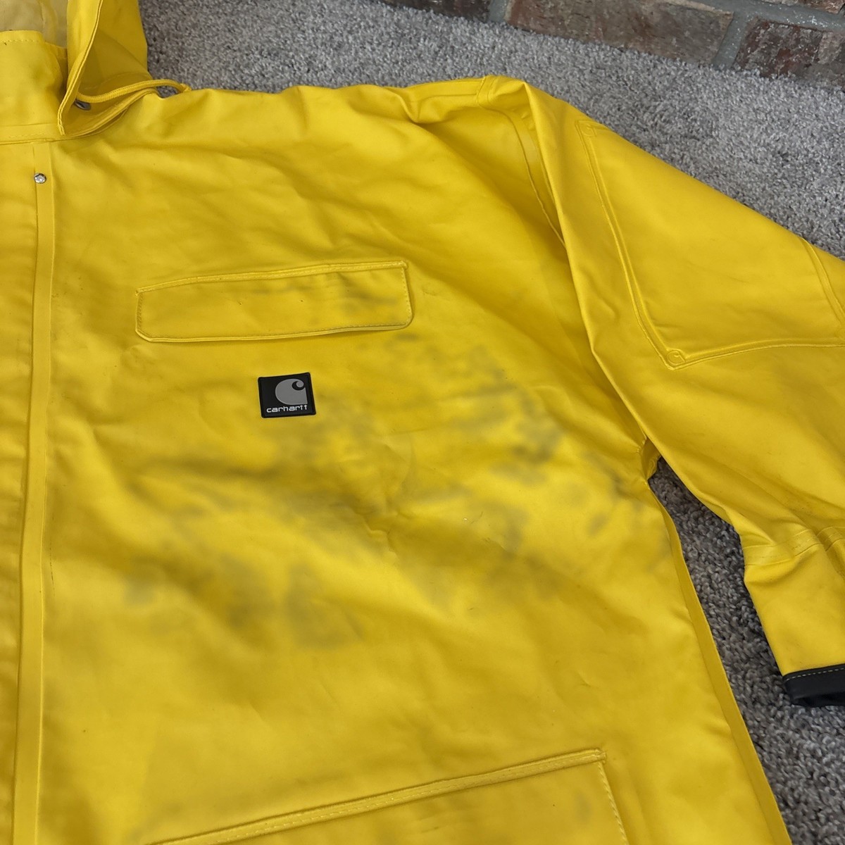 Carhartt イエローナイロンジャケット S Carhartt PVC Surrey Jacket Men XL Yellow Fishing Rain Coat