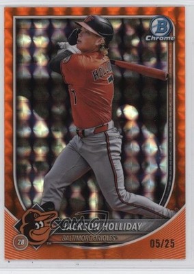 2025 Bowman Chrome Orange Geometric Refractor 5/25 Jackson Holliday #16 16kt