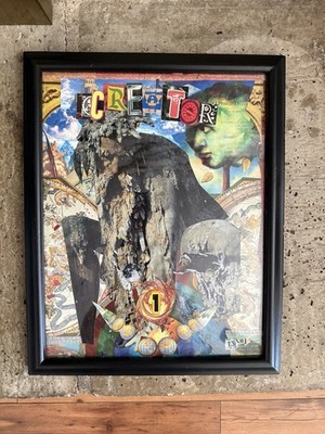 Original 12x15 Framed Mixed Media Collage Art Layered Piece