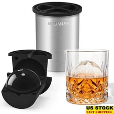 Clear Ice Cube Maker Ball Stainless Steel Ice Maker Whiskey Cocktail Gifts New