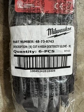 6- Pairs Milwaukee 48-73-8743B High Dexterity Dipped Gloves - 10” XL