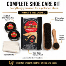 Kiwi Shoe Polish 2-Pack with Horsehair Brushes and Shine Cloths