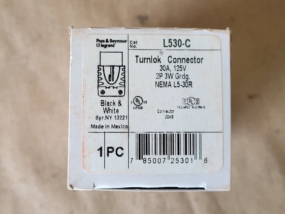 SURPLUS NEW PASS & SEYMOUR L530-C 30 Amp, 150 Volt Turnlok Connector – Parts - Imagem 2 de 4
