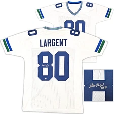 SALE! Seattle Seahawks Steve Largent Signed White Jersey "HOF 95" MCS Holo