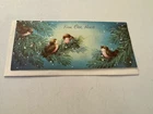 Vintage Greeting Card Christmas Bird Glitter Pine EB10