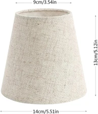 Small Clip on Lamp Shade Empire Beige Linen 3.5x5.1x5.5 in for Candelabra Bulbs