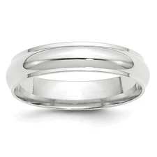 14k White Gold 5mm Half Round with Edge Wedding Band Ring Size 10