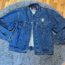 Vintage Stormin Norman Industries Blue Denim Jacket Women's XL Embroidered