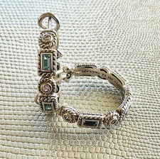 Judith Ripka Diamonique & Topaz Hoop Earrings with Omega Back 925 Sterling