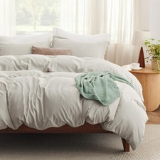 Bedsure Duvet Cover Queen Size with Fitted Sheet - 4 Pieces Prewashed Cotton-...