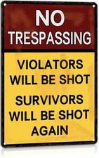 No Trespassing Warning Signs Funny Private Property Tin Metal Signs 8x12 Inches
