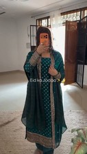 Ethnic Look Green Silk Salwar Kameez With Dupatta For Indian Festival Wear
